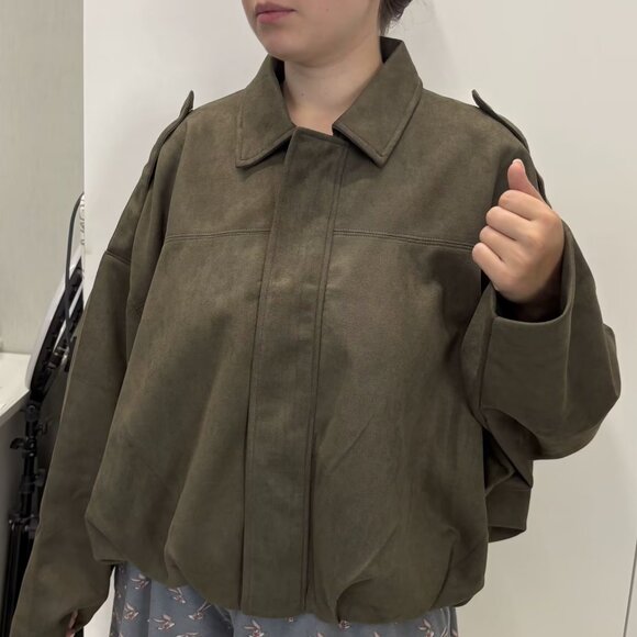Women's Bomber Jacket  Khaki and Green Jacket - Picture 1 of 5